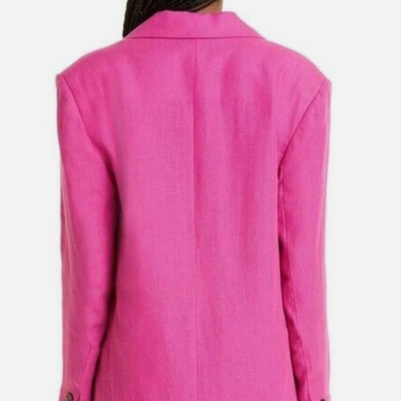 FARM RIO OVERSIZED LINEN HOT PINK BLAZER JACKET sz L - Picture 4 of 5